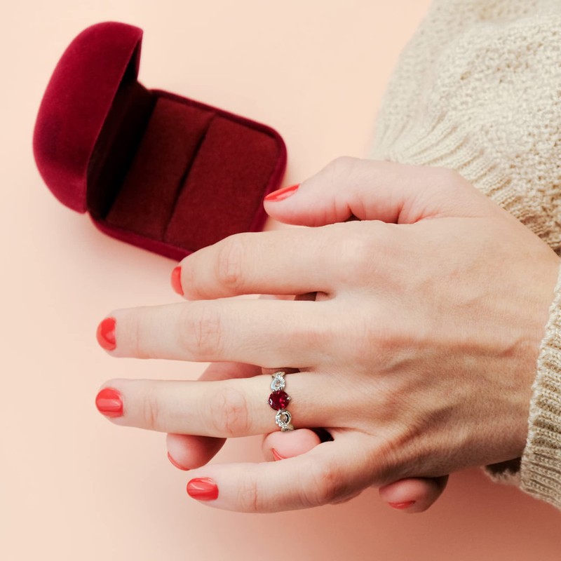 STARCHENIE Infinity Promise Ring for Women 925 Sterling Silver Ruby