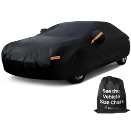 EzyShade 10-Layer Car Cover Waterproof All Weather [See Vehicle Size Chart for Accurate Fit] Outdoor Full Exterior Covers for Automobiles Sedan Hatch. Rain Sun Snow. Black, Size A2 (See SizeChart)