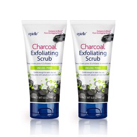 Epielle Charcoal Exfoliating Scrub (2pk) - Unclogs Pores - Deep cleans pores & Exfoliates to smooth skin