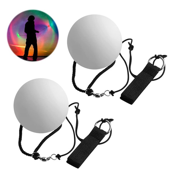 Furado LED POI Balls, Set of 2 LED POI Juggling Balls with Rainbow Colours and Strobe Effect, LED Glow POI Set for Beginners and Professionals, Soft Spinning POI Toy for Belly Dance Hand Props
