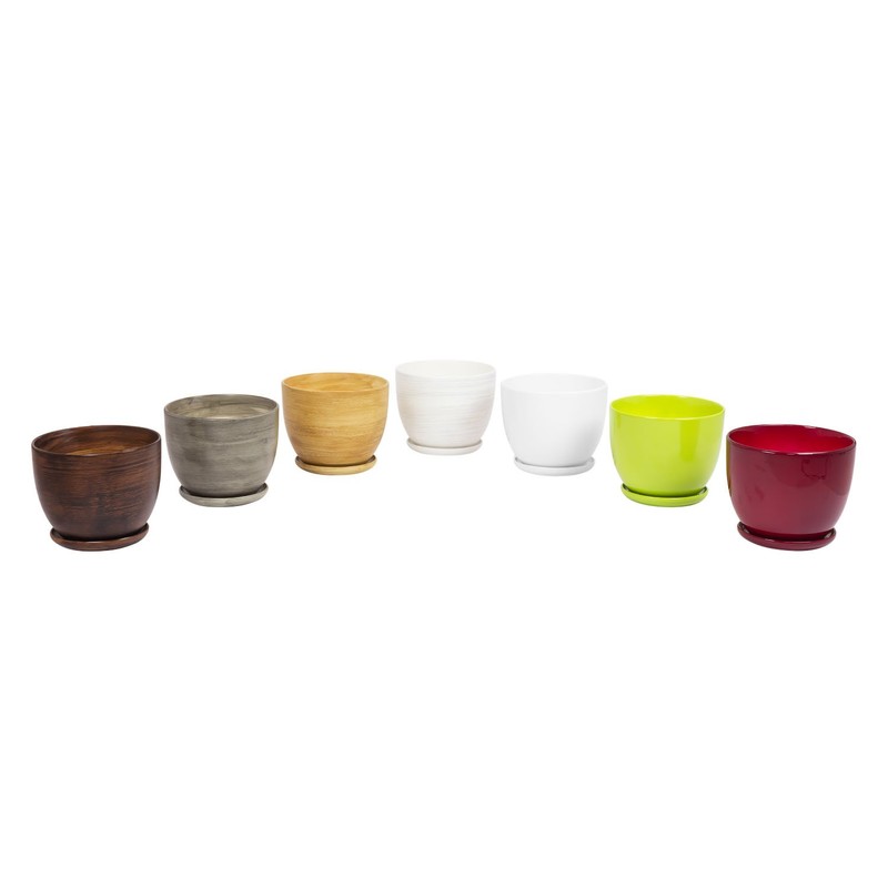 Keramiktopf Übertopf Pflanzkübel handbemalt D 130 mm braunKeramik inkl. Untersetzer