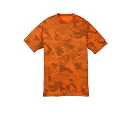 SPORT-TEK Youth CamoHex Tee Neon Orange