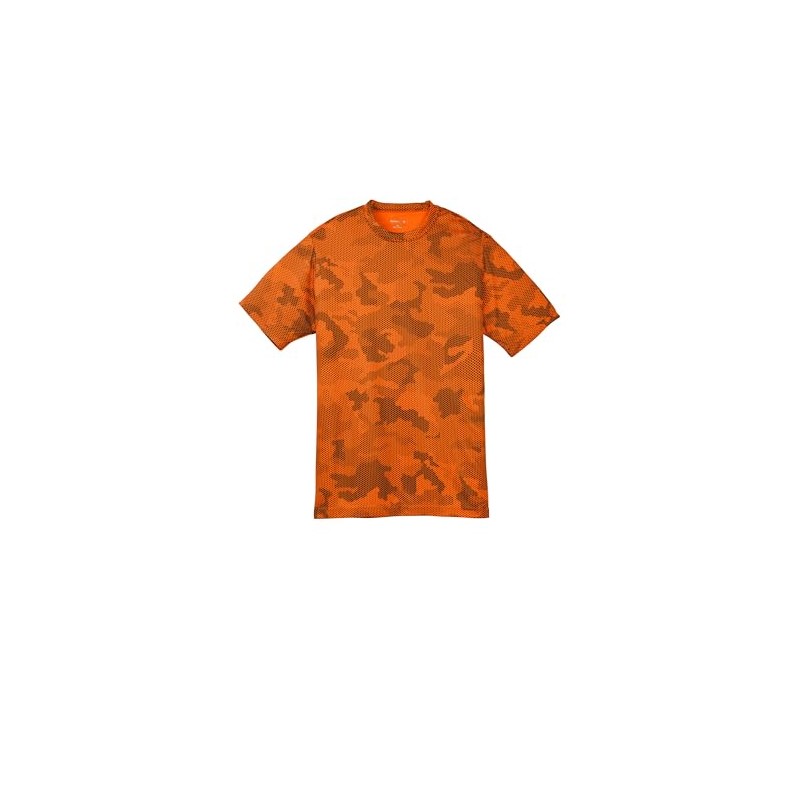 SPORT-TEK Youth CamoHex Tee Neon Orange