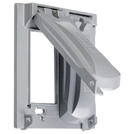 Hubbell-Bell MX2050S Two Gang Two Device Flat Metal Weatherproof Receptacle Cover, Grey