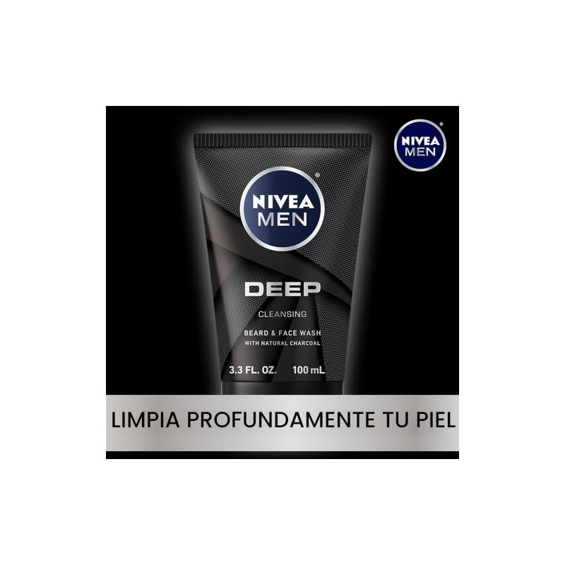 NIVEA Men DEEP Cleansing Beard & Face Wash - With