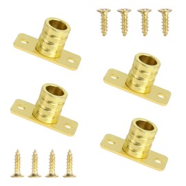 Nvguoes 3/8" Inside Mount Curtain Rod Brackets (4-Pack) 丨Heavy Duty Metal with Brass Plating丨Includes Screws & Pole Holders Fits All 3/8" Brass, Aluminum or Steel Rods or Rodding