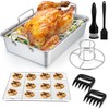 P&P CHEF Roasting Pan Set (8 PCS), 14 Inch Stainless