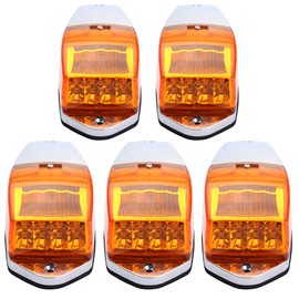 KYYET 5PCS Truck Cab Marker Light 17 LED Amber Top Roof Running Lights Replacement for Heavy Duty Trucks Peterbilt Kenworth Freightliner Mack International Western Star Semi Truck Trailer