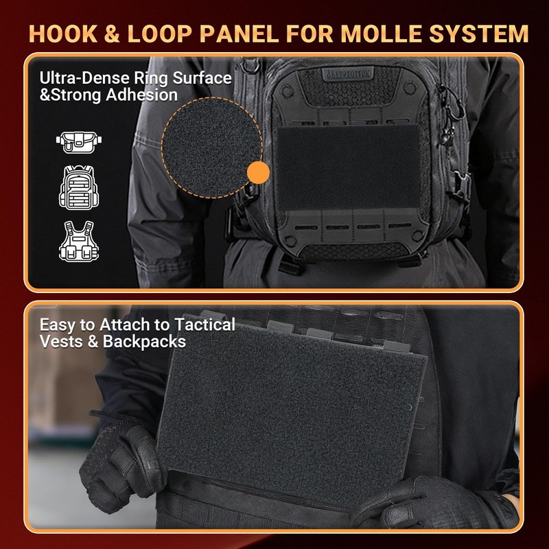 Molle Hook & Loop Panel, 10"x6" Molle Patch Panel for