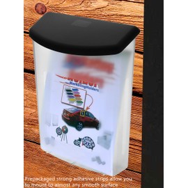 Outdoor Brochure Holder Box Frosted Acrylic with Black Lid Holds 8.5" x 11" Catalogs and Magazines with Hanging Hardware and Take One Sticker Store Front Display Caddy by Marketing Holders