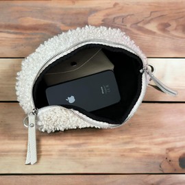 Teddy Fur Bum Bag Women's Plush Bag Teddy Plush Belt Bag Crossbody Bag Winter Shoulder Bag Waist Bag, beige, Minimalist