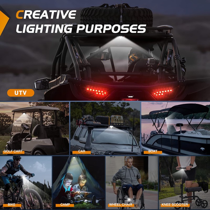 Nilight UTV Dome Light Universal 1.5”-2.0” Roll Bar Mount LED