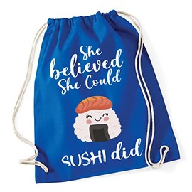 Hippowarehouse She believed she cold sushi did Drawstring Cotton School Gym Bag 37cm x 46cm, 12 litres