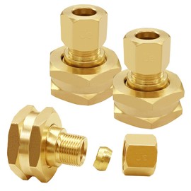 Uenede 3PCS Brass Faucet Adapter, 3/4" GHT Female to 3/8" Tube OD Compression, Convert US Standard Garden Hose to 3/8" Tubing for Water Hose with Gaskets