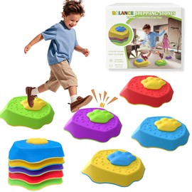 HTWELL Kids Stepping Stones with Sound,Durable Non-Slip Balance,Sensory Stepping Stones,Obstacle Course Indoor Outdoor for Toddler, Toy Gifts for Age 3+（5pcs）