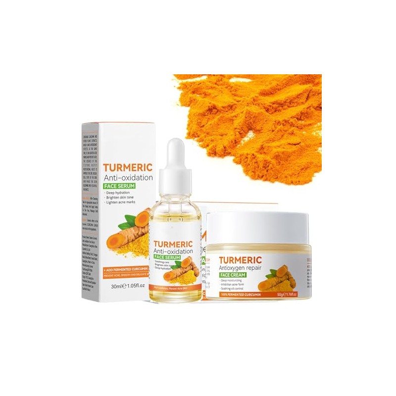 Turmeric face cream and face serum, dark spot removal for