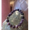 Lepidolite Natural Hamsa Hand Aromatherapy Lepidolite Beads Bracelet 8mm Handmade