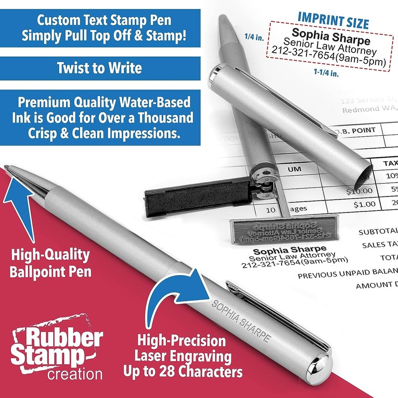 Heri Metal Signature Stamp Pen with Free Engraving - Silver