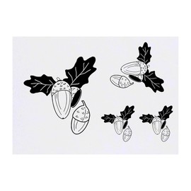 4 x 'Oak Leaves & Acorns' Temporary Tattoos - Water Resistant, Skin-Safe, Non-Toxic Transfers, Mixed Sizes (TO00072622)