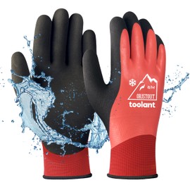OriStout Work Gloves for Men Women, Touch Screen, Waterproof Gloves, Thermal Gloves, Winter, Gardening Gloves for Cold Weather, Red, Medium
