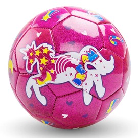 U&C Planet Football Size 3 Toddlers Unicorn Football with Pump Age 3-8 Outdoor Sports Training Children Small Footballs for Children Toy Ball Soccerball Pink