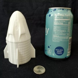 RayWin 3D Printed 1/70 SpaceX Dragon Capsule 4.6" White PLA Plastic