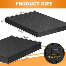 Eunice Apart Foam Insert,4pcs Polyurethane Pre Cube Pick and Pluck Foam Sheets with Bottom Use for Boxes Cases Padding Camera, Board Game Box(2pcs-16 * 12 * 1.5 in+ 2pcs-16 * 12 * 2 in)