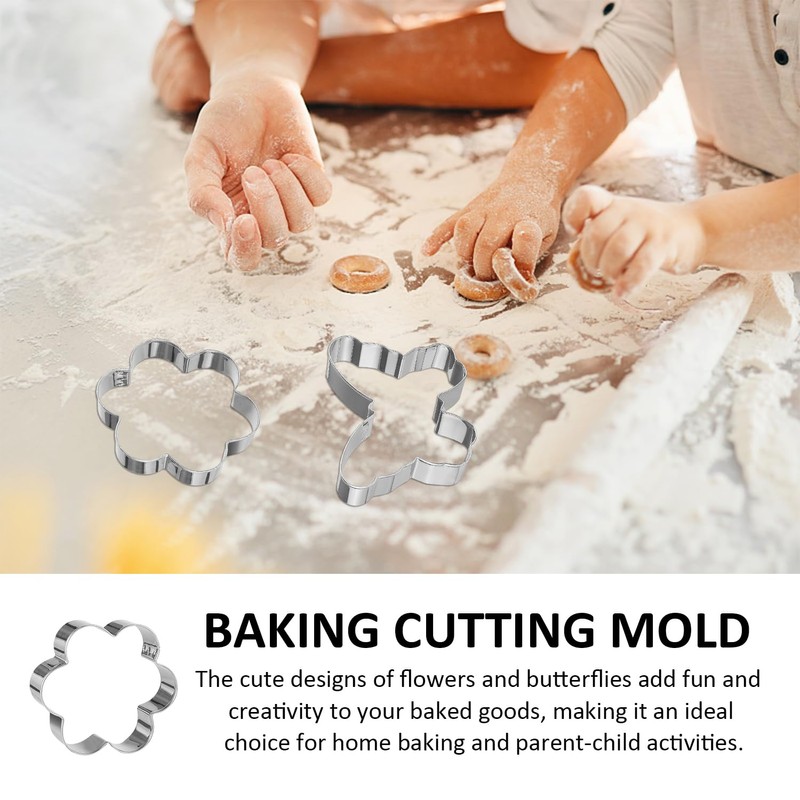 2Pcs Baking Cookie Mold, Flower Shape, Flower, Butterfly Cookie Mold,