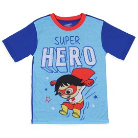 Komar Kids Ryan's World Boys' Super Hero Shirt and Plush Pants Pajama Set (L, 10/12) Multicolored