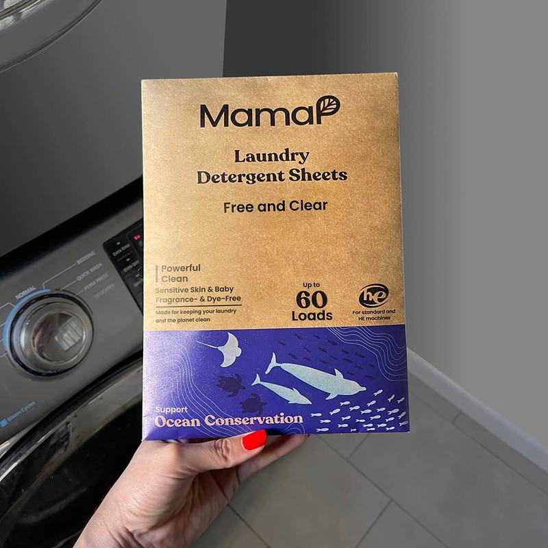 MamaP Powerful Laundry Detergent Sheets, Fragrance-Free and Hypoallergenic, Natural Ingredients,