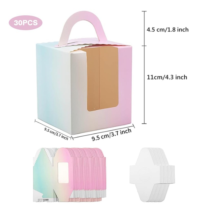 Single Cupcake Boxes, 30 Pcs Individual Cupcake Boxes, Paper Bakery