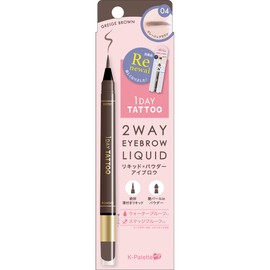 K-Palette (K-Palette) Two-Way Eyebrow Liquid 04 Grayish Brown Waterproof Liquid 0.4ml Powder 0.6g One Bottle Completes Eyebrow Series 2-in-1 for a Natural, Empty-Looking Brow
