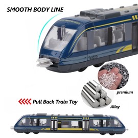 SPYMINNPOO Train Toy, Children's Learning Toy Simulation Alloy Train Model Metro Toy Birthday Gift for Children from 3 Years (Blue)