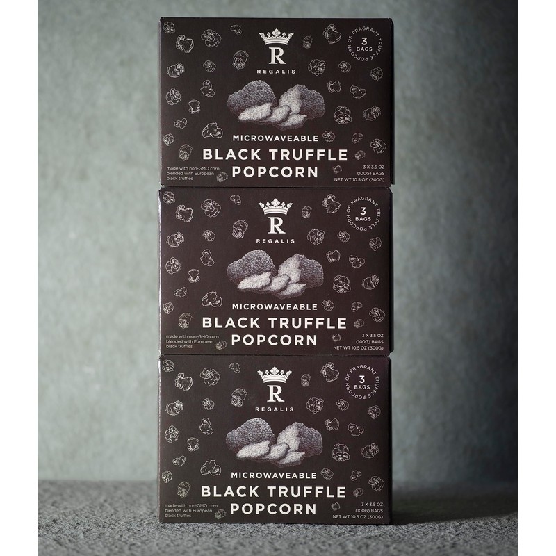 Regalis Microwavable Black Truffle Popcorn, Non-GMO Kernels, Real Black European