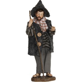FADEDA Shepherd with Staff, Alpine / Height: 12 cm / Hand-Painted / Detailed Nativity Scene Figures - Christmas Table Decoration Nativity Accessories