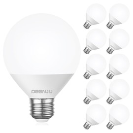 DEGNJU LED Vanity Light Bulbs, 60W Equivalent, Bathroom Light Bulbs 4000K Cool White, 800 Lumens, G25 Globe Bulb for Makeup Mirror, Round Shape, 7W, 120V, Non-Dimmable, 10 Pack