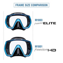 TUSA M-1003 Freedom Elite Scuba Diving Mask, Black/Fishtail Blue