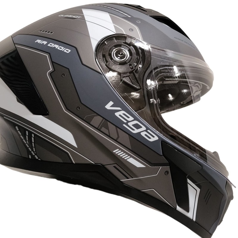 Vega Holeshot Full face Helmet (Large, Air Droid Black)