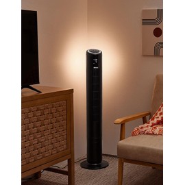 HOLMES 42" Digital Tower Fan with Accent Light, ClearRead Display, High/Low Brightness Level, 90° Oscillation, 5 Speeds, 4 Modes, 8-Hour Timer, Home, Bedroom or Office, Remote Control, Matte Black