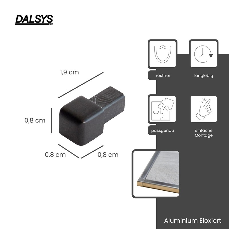 Dalsys 5x End Piece for Tile Rail 8 mm Square