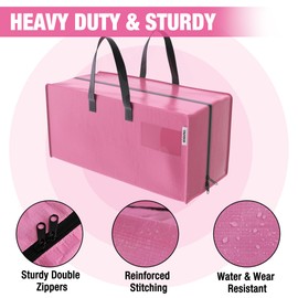 WORKPRO 6 Pack Extra Large Moving Bags with Zippers & Carrying Handles Backpack Straps, Heavy-Duty Storage Tote for Space Saving Moving Storage (Pink)