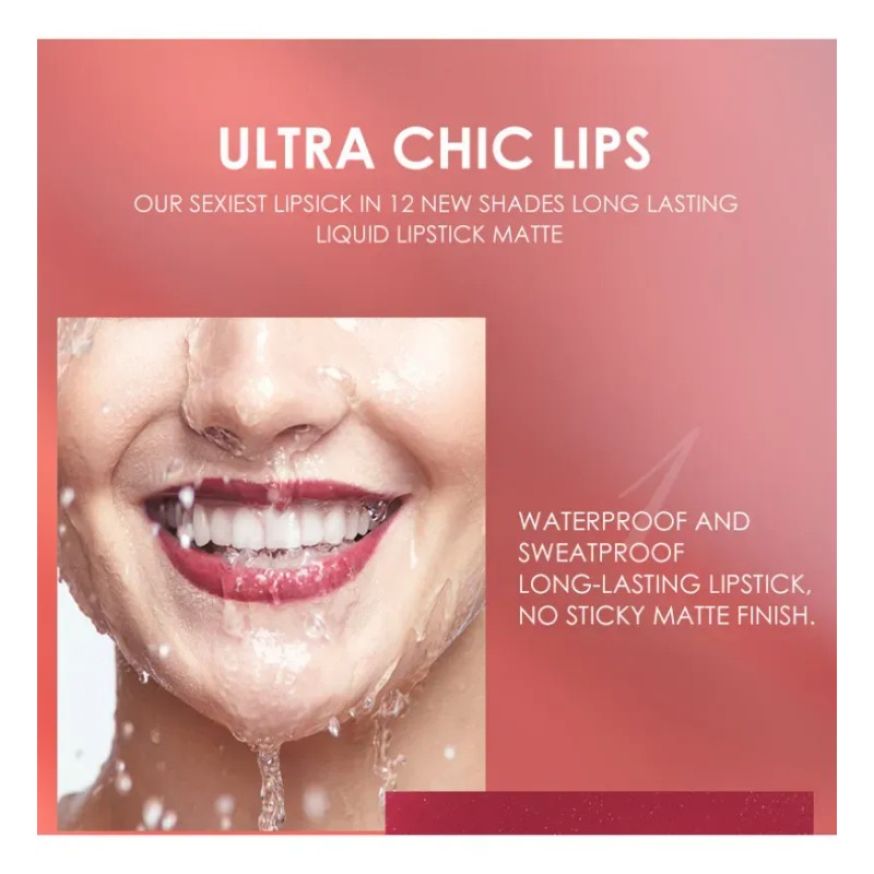 Kit Labial Mate Con Delineador Resistente Al Agua M537-18635-12pcs