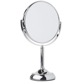 Jerdon JP910CB 1x and 10x Magnified Tabletop Swivel Vanity Mirror, 23.2 Ounce, Chrome Beaded Finish
