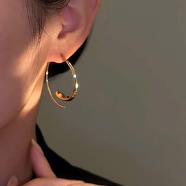 Aneneiceera Vintage Hollow Circle Earrings Gold Circle Earrings Thin Circle Huggie Earrings Geometric Circle Hoop Earrings Jewellery for Women and Girls (Gold), Zinc