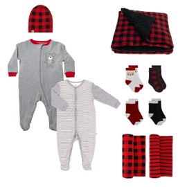 Snugabye Buffalo Plaid Collection Unisex Baby Infant Bundle Gift Clothing Layette and Accessories Set, Bundle AC, Newborn