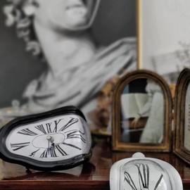 SUQ Melting Clock, Watch Melted Clock, Surrealistic Table Shelf Desk Fashion Clock, Decorative Dali Melting Clock, Silent Creative Clock, Roman numeral clock, Idea Gift, for Home Office Desks