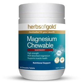 Herbs of Gold Magnesium Chewable 60 Tablets Raspberry