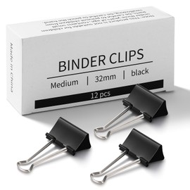 Eclirgan Paper Clamps,1.25 Inch Binder Clips（96 PCS，Black Paper Binder Clip(12 PCS in 8 Cases) for Office/School/Personal Use,Medium Binder Clips for Daily DIY/Teachers/Home Supplies