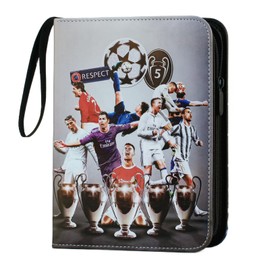 Oirigaga Football Cards Scrapbook, Football Trading Cards Album Folder, 4 Pockets, 50 Pages, 400 Cards, Collector's Folder, Collector's Book, 3-Ring Cards, Book Folder with Zip, Carry Handle