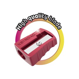 KEYROAD Ergonomic Pencil Sharpener Single / 2 Pieces / Aluminium / Steel Blades / Pencils and Coloured Pencils / Blister - Mixed Colours / For Nursery Preschool and School